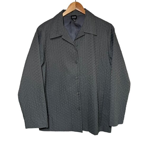 Eileen Fisher Jackets & Blazers - Eileen Fisher Quilted Jacket Button Front Gray Size Medium Nylon Mid weight